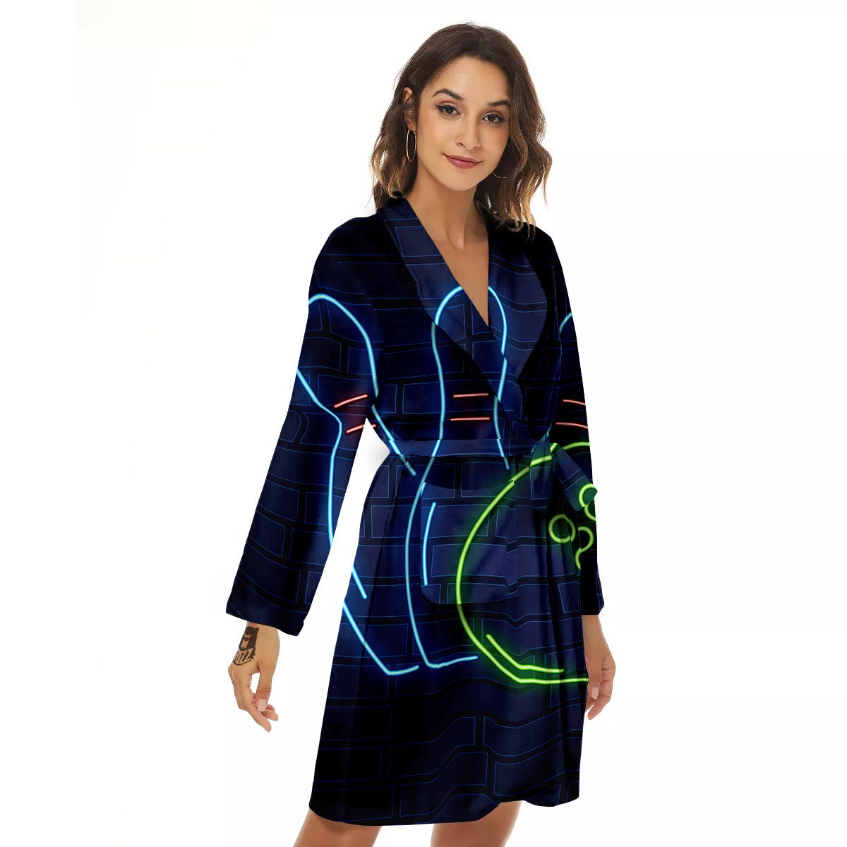 Light Up Bowling Pins Print Women's Robe-grizzshop