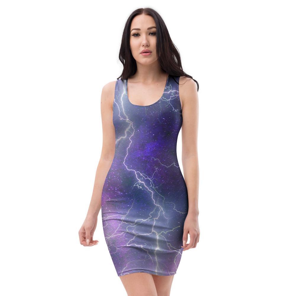 Lightning Aurora Galaxy Space Bodycon Dress-grizzshop