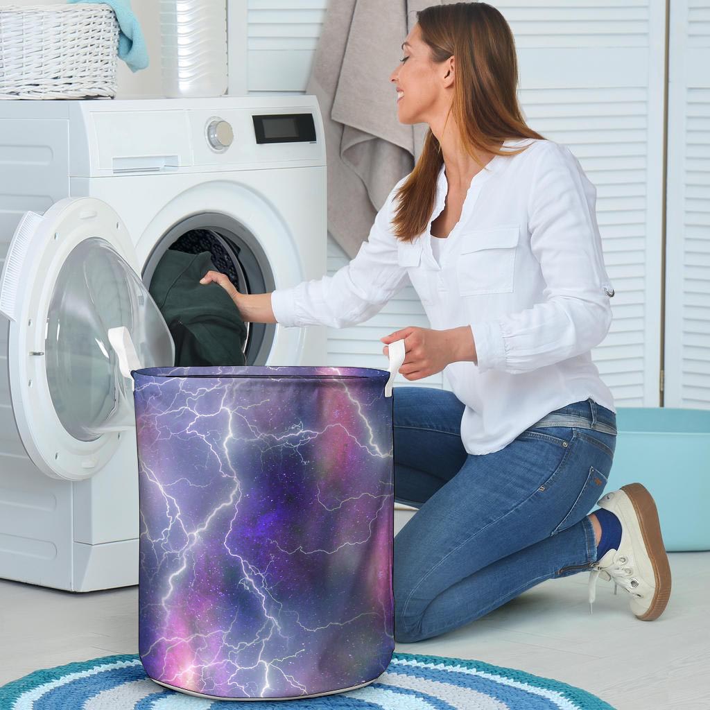 Lightning Aurora Galaxy Space Laundry Basket-grizzshop