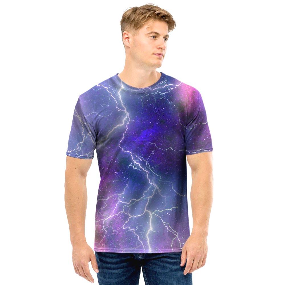 Lightning Aurora Galaxy Space Men T Shirt-grizzshop