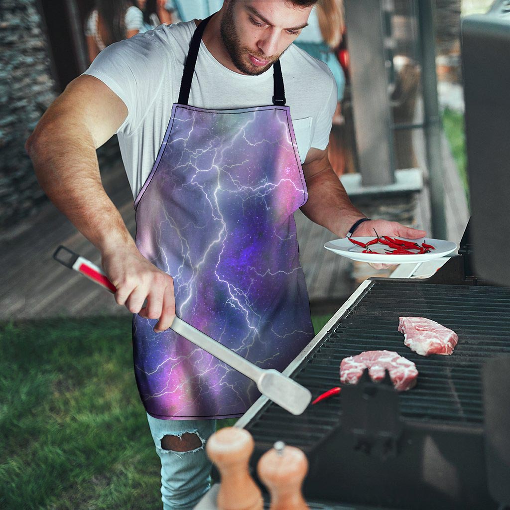 Lightning Aurora Galaxy Space Men's Apron-grizzshop