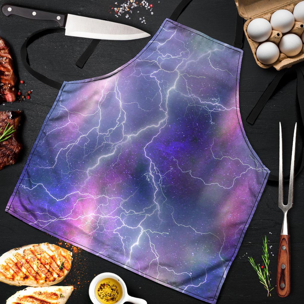 Lightning Aurora Galaxy Space Men's Apron-grizzshop