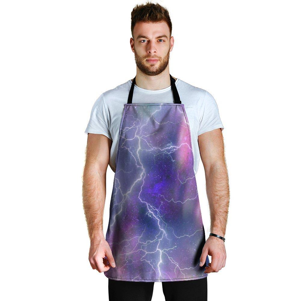 Lightning Aurora Galaxy Space Men's Apron-grizzshop