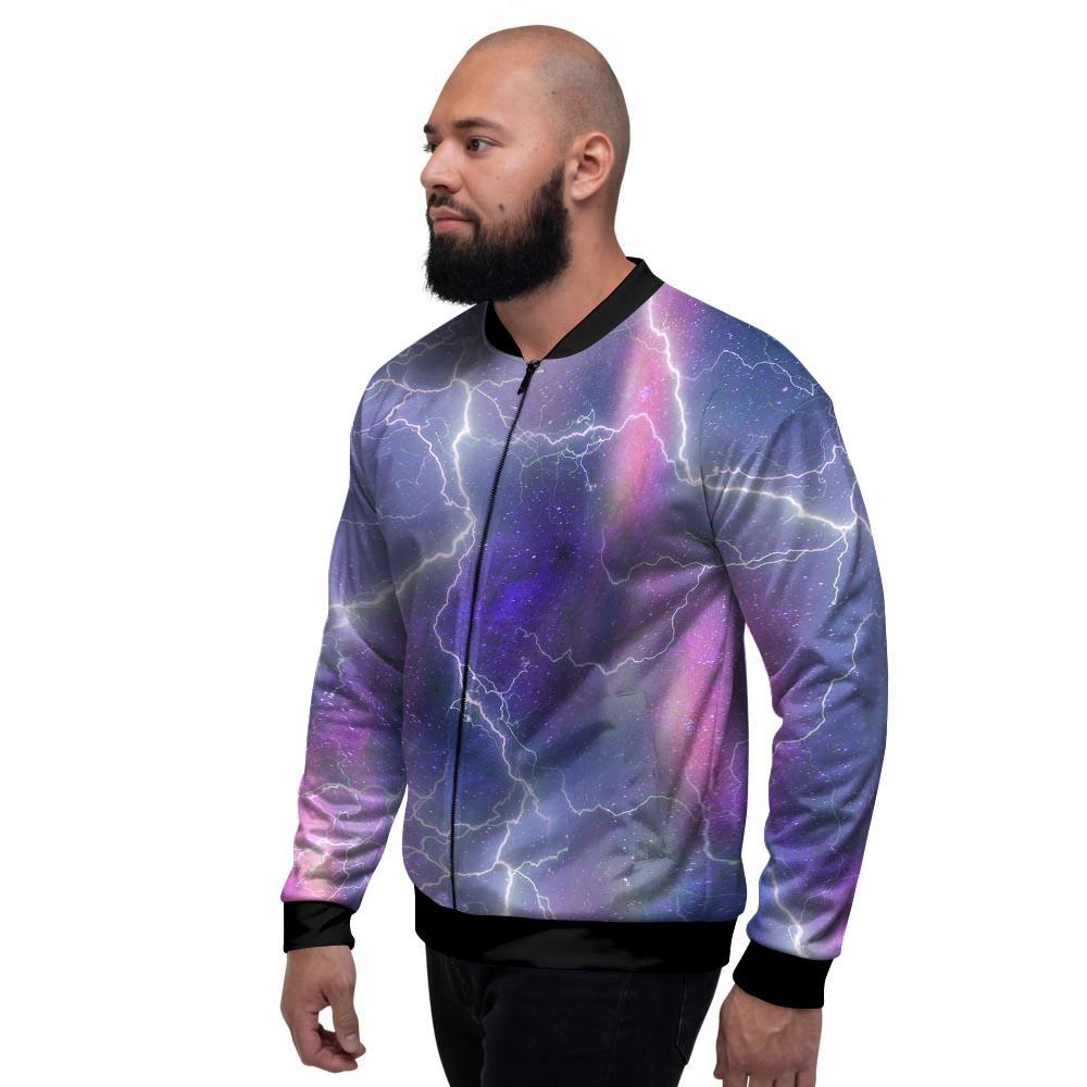 Lightning Aurora Galaxy Space Men's Bomber Jacket-grizzshop