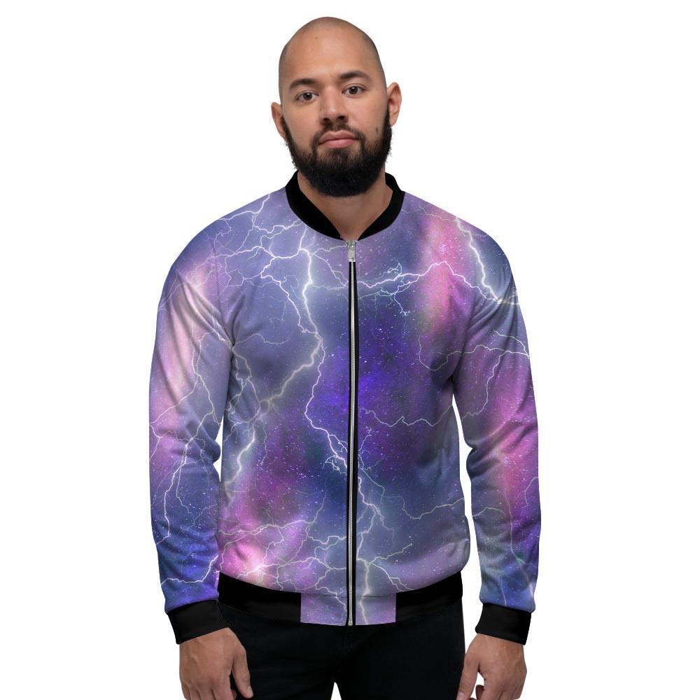 Lightning Aurora Galaxy Space Men's Bomber Jacket-grizzshop