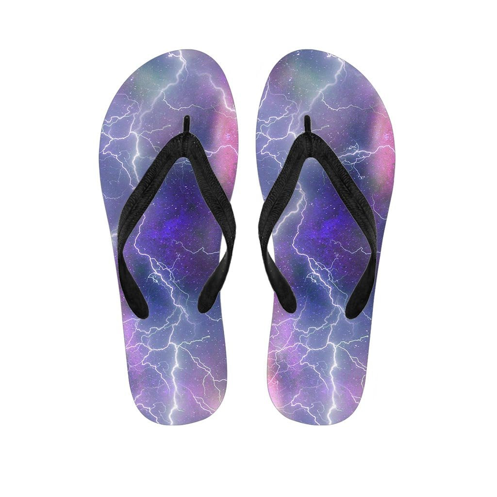 Lightning Aurora Galaxy Space Men's Flip Flops-grizzshop