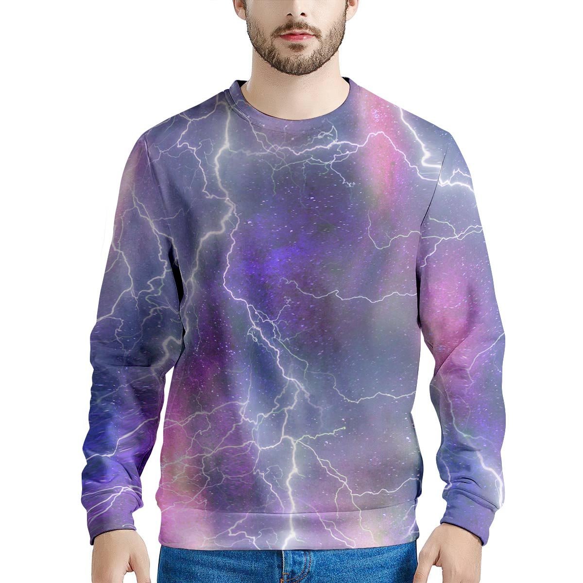 Lightning Aurora Galaxy Space Men's Sweatshirt-grizzshop