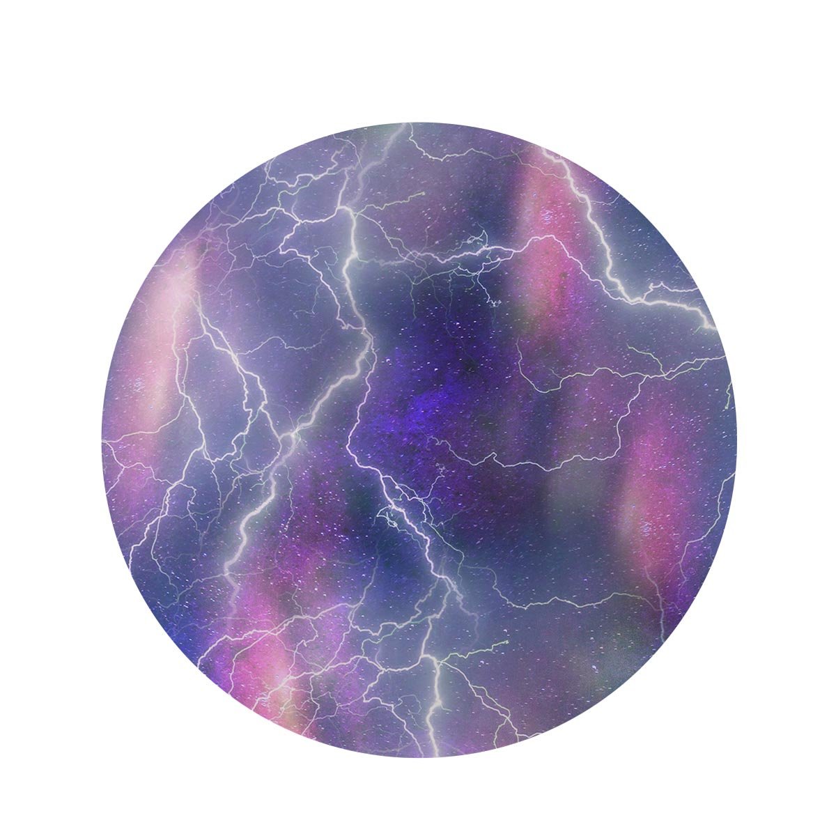 Lightning Aurora Galaxy Space Round Rug-grizzshop