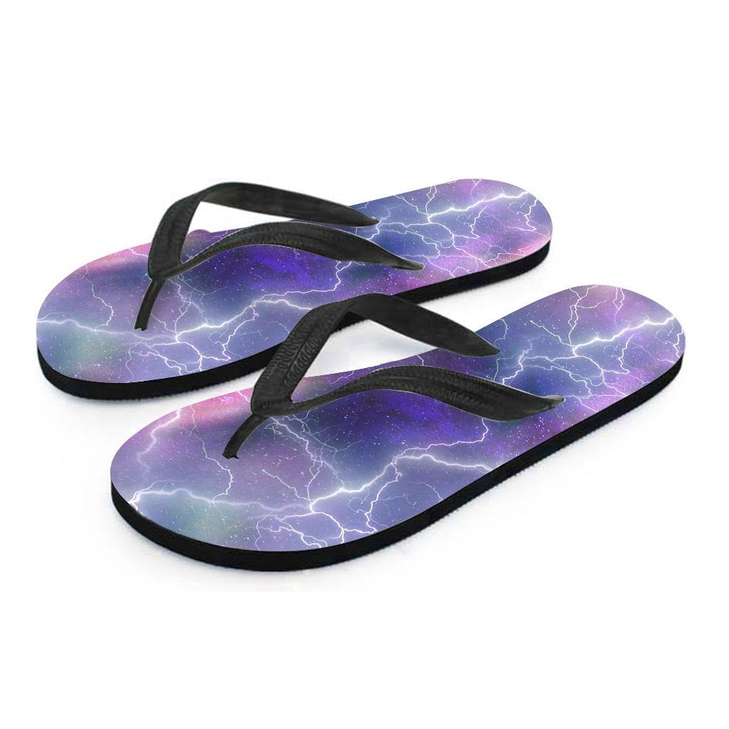 Lightning Aurora Galaxy Space Women's Flip Flops-grizzshop