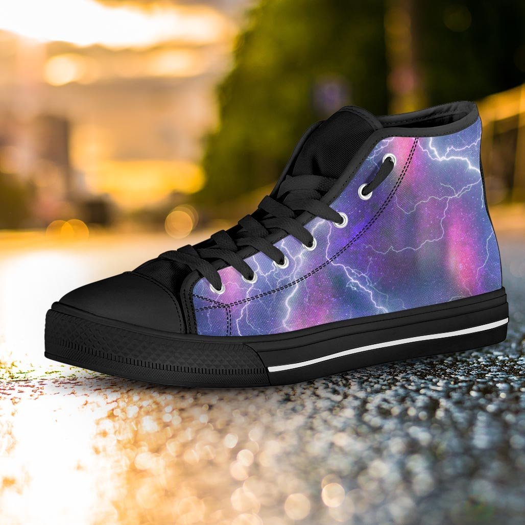 Lightning Aurora Galaxy Space Women's High Top Shoes-grizzshop