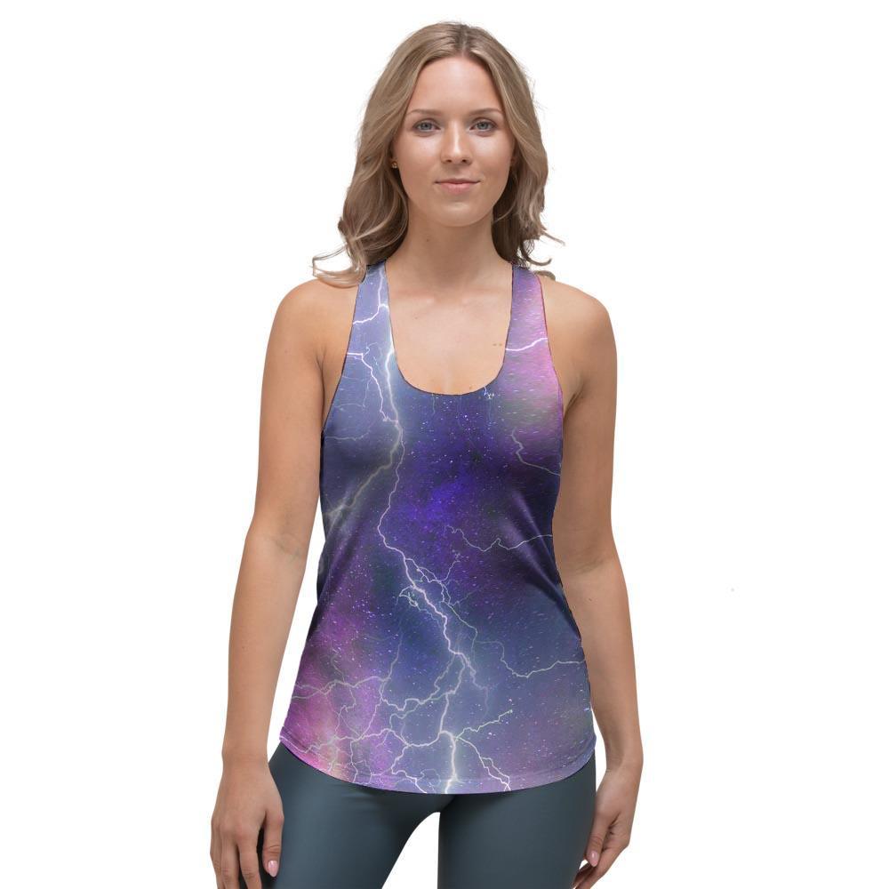 Lightning Aurora Galaxy Space Women's Racerback Tank Top-grizzshop