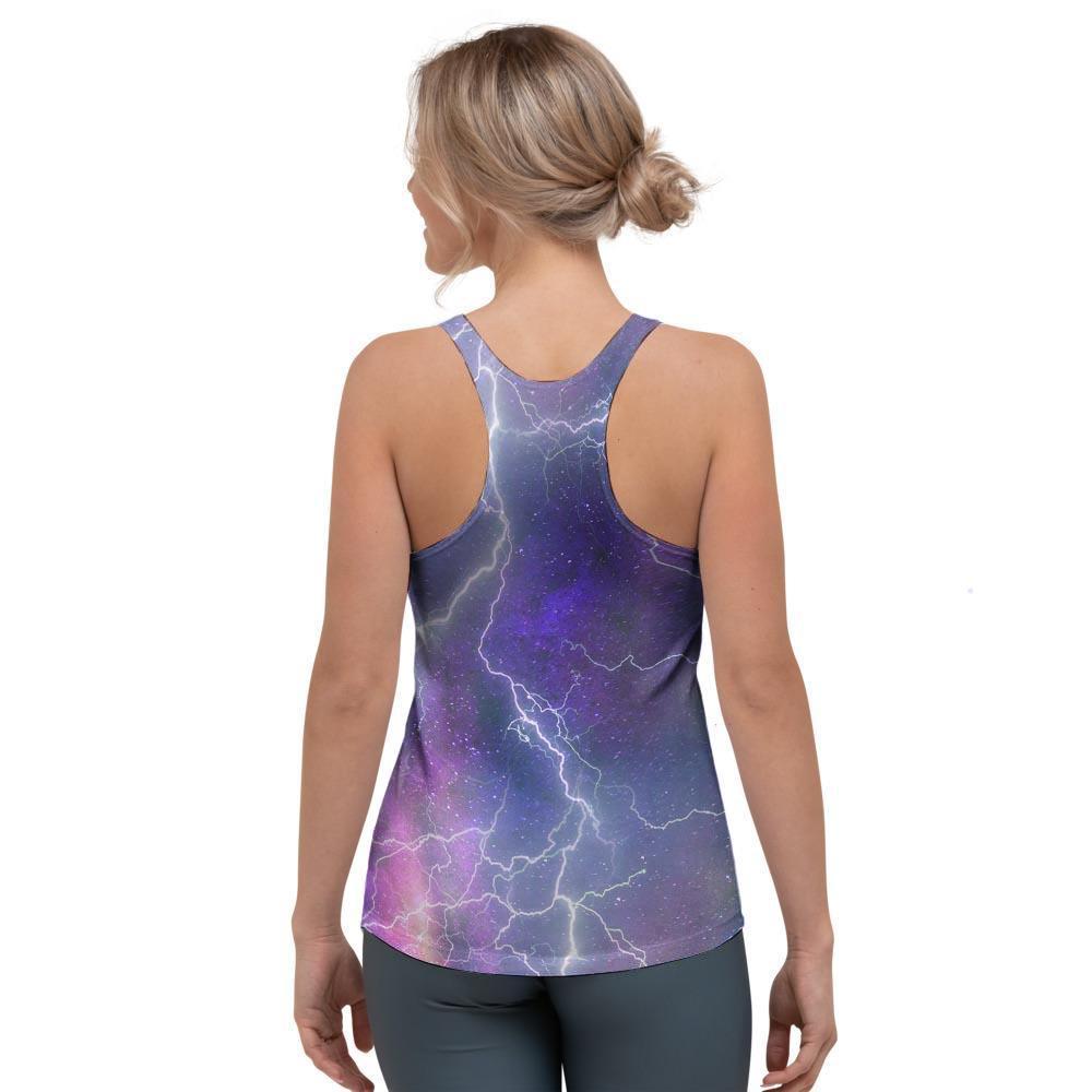 Lightning Aurora Galaxy Space Women's Racerback Tank Top-grizzshop