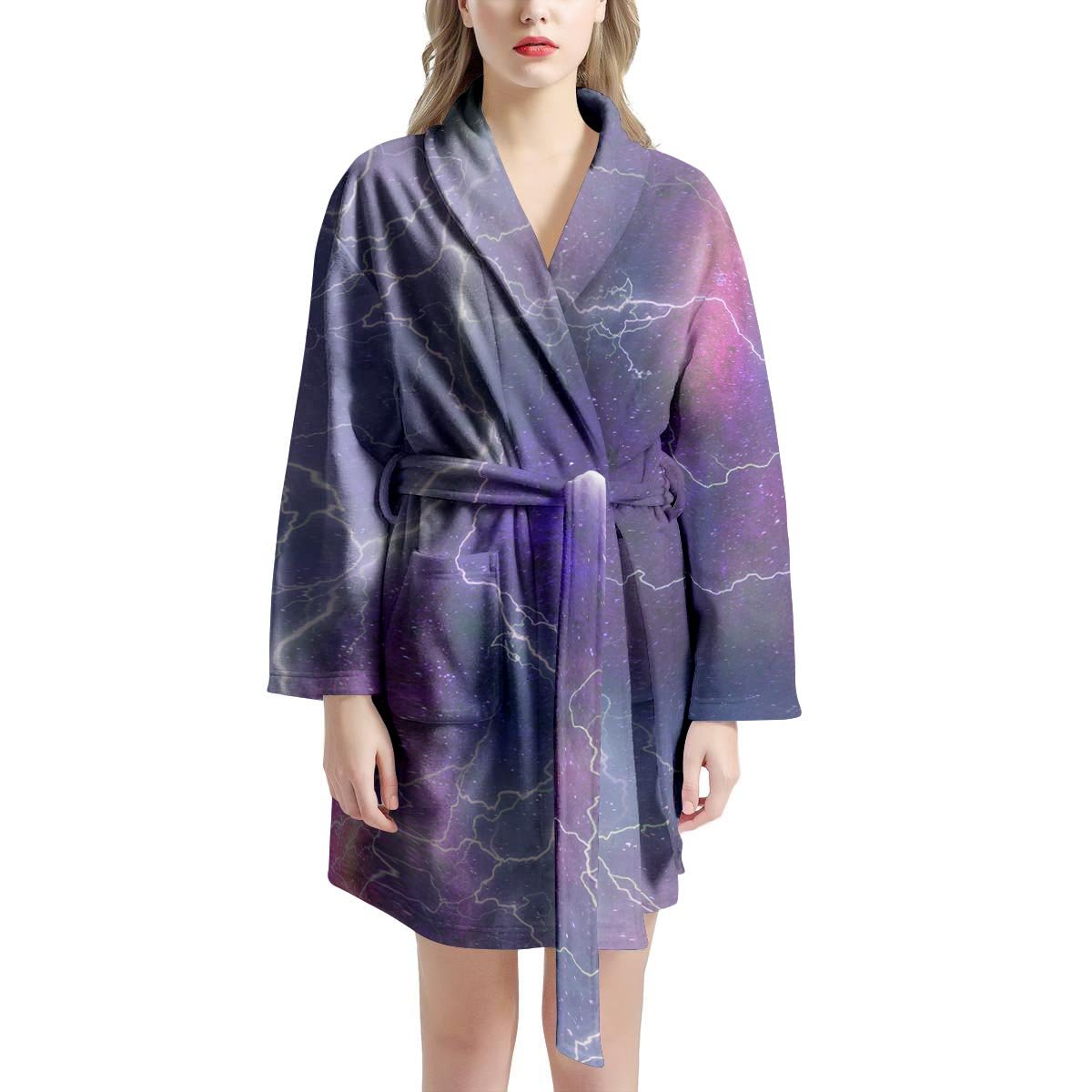 Lightning Aurora Galaxy Space Women's Robe-grizzshop