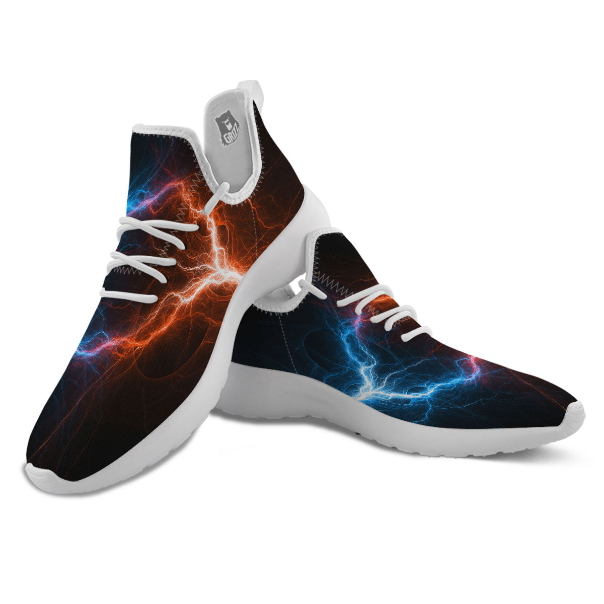 Lightning Blue And Red Print White Athletic Shoes-grizzshop