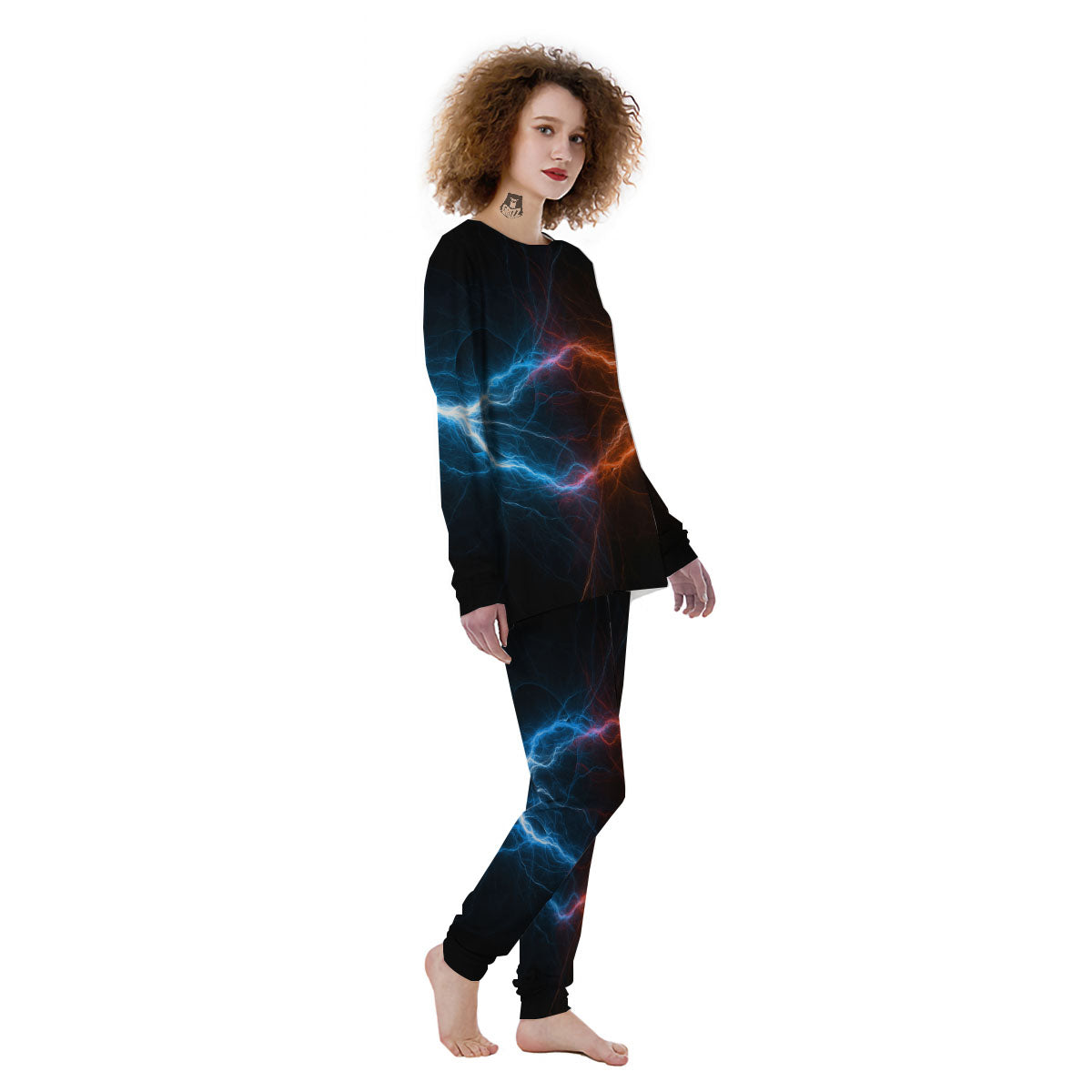 Lightning Blue And Red Print Women's Pajamas-grizzshop