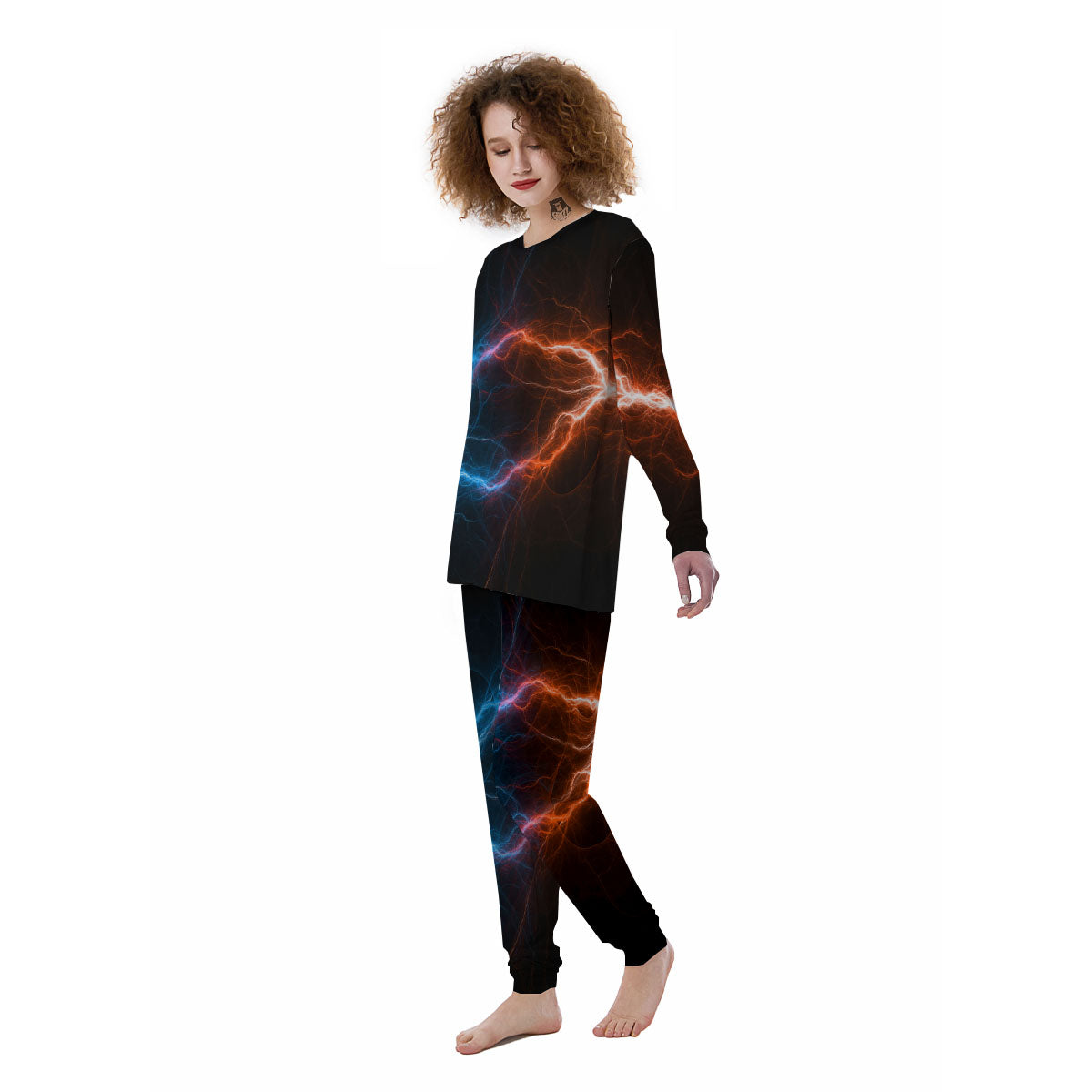 Lightning Blue And Red Print Women's Pajamas-grizzshop