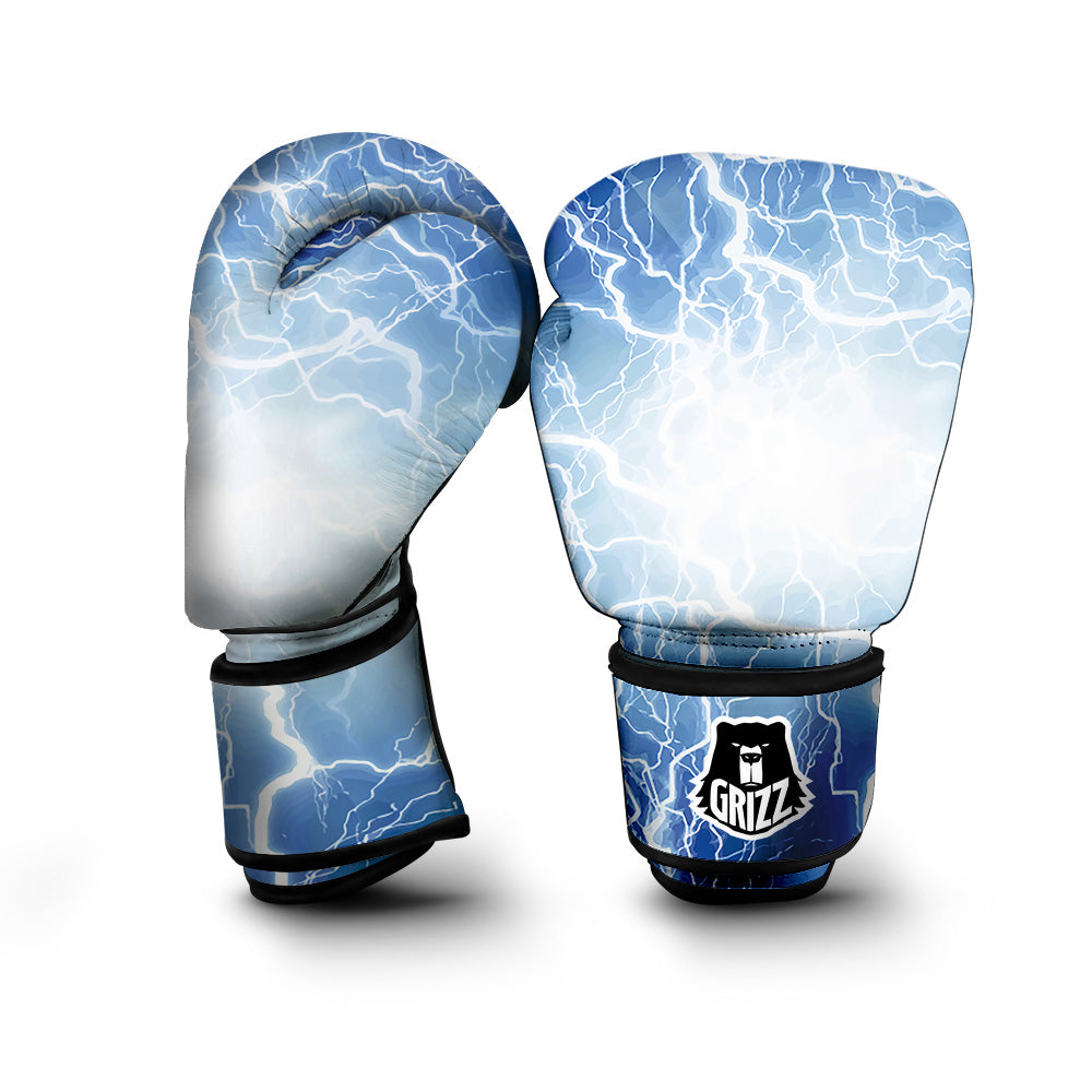 Lightning Blue Print Boxing Gloves-grizzshop