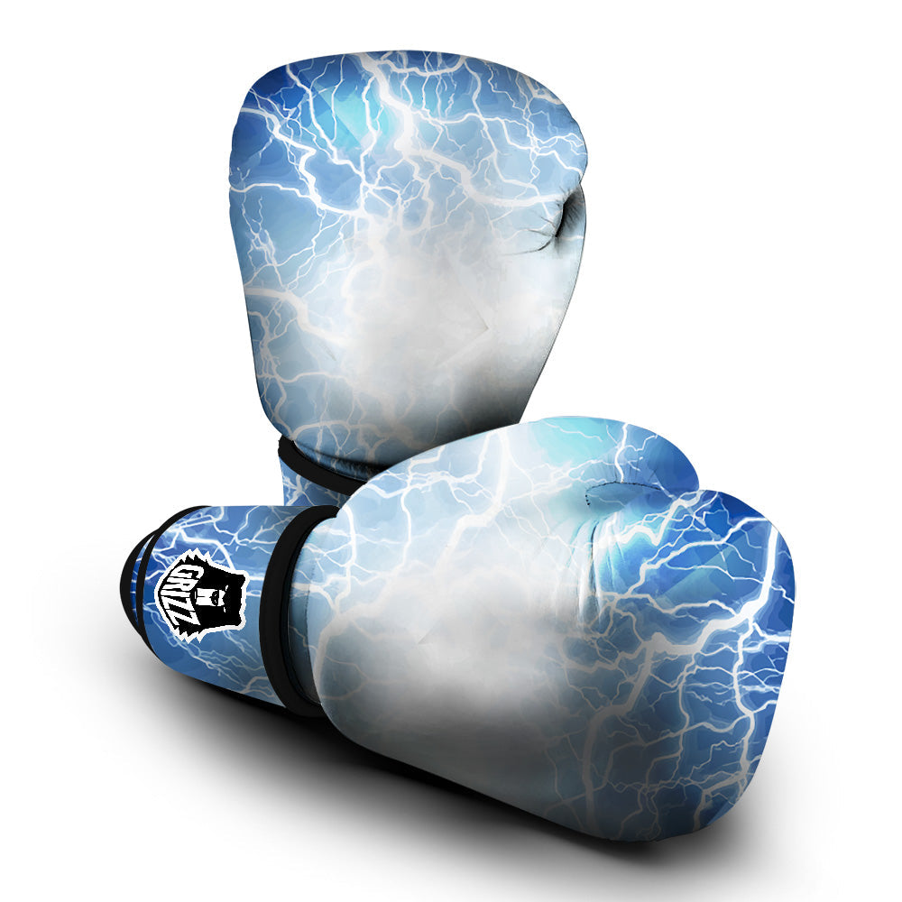 Lightning Blue Print Boxing Gloves-grizzshop