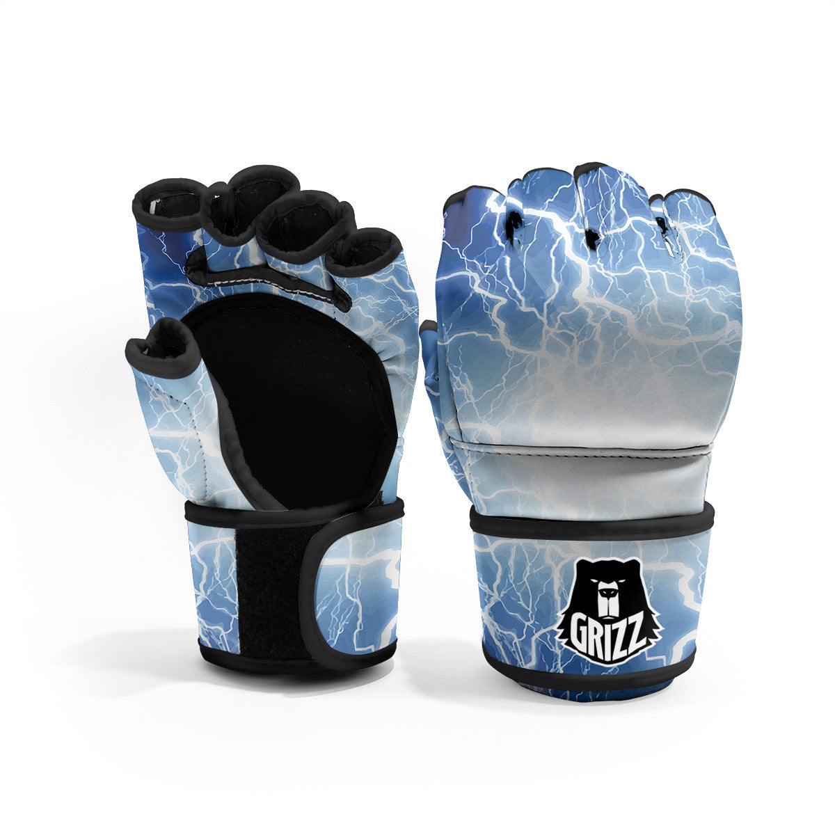 Lightning Blue Print MMA Gloves-grizzshop