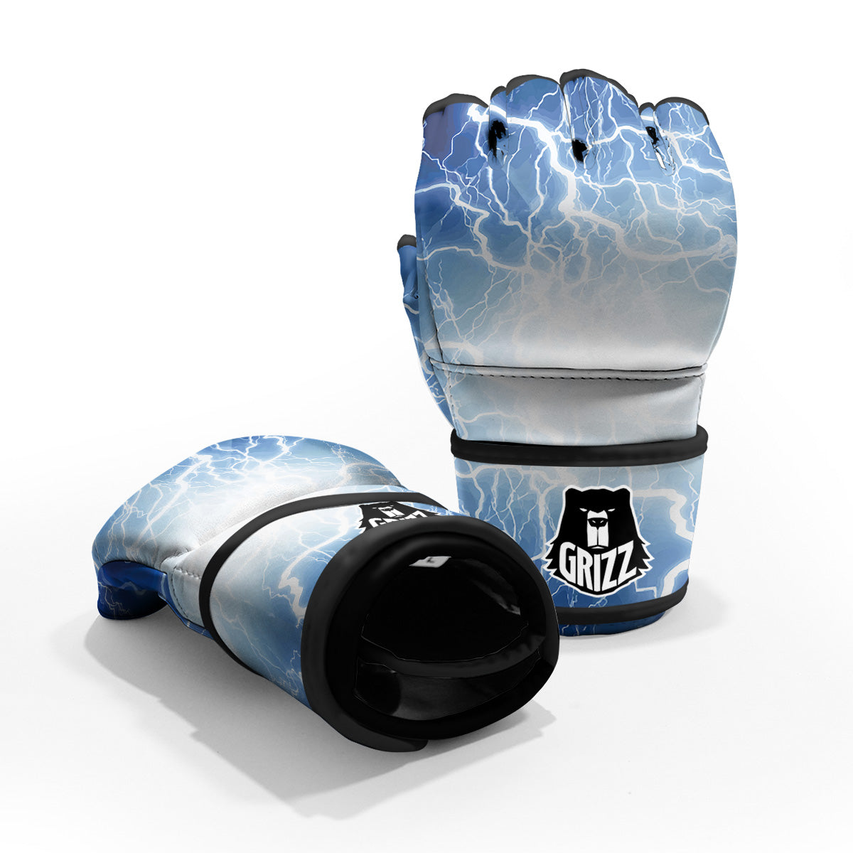 Lightning Blue Print MMA Gloves-grizzshop