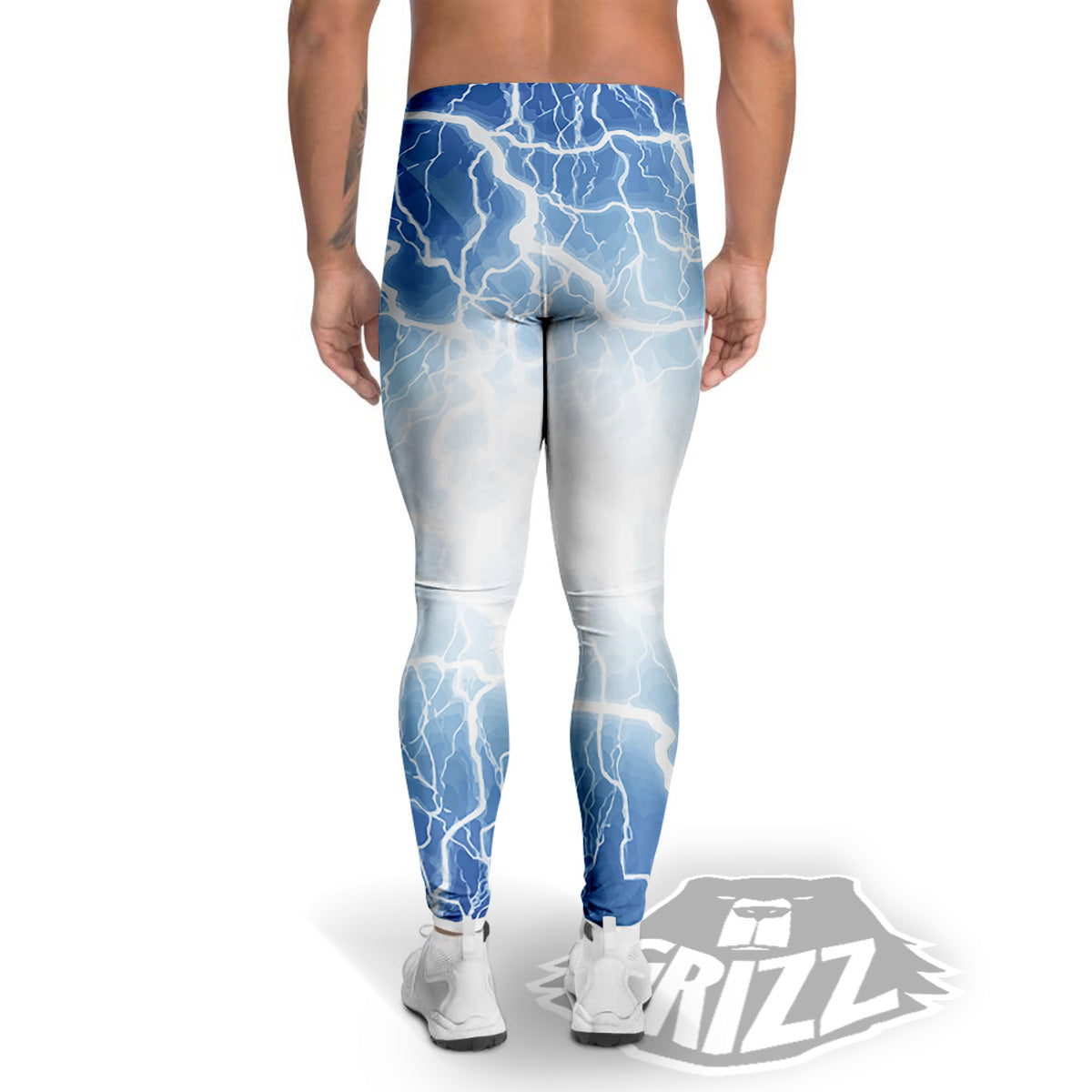Lightning Blue Print Men's Leggings-grizzshop