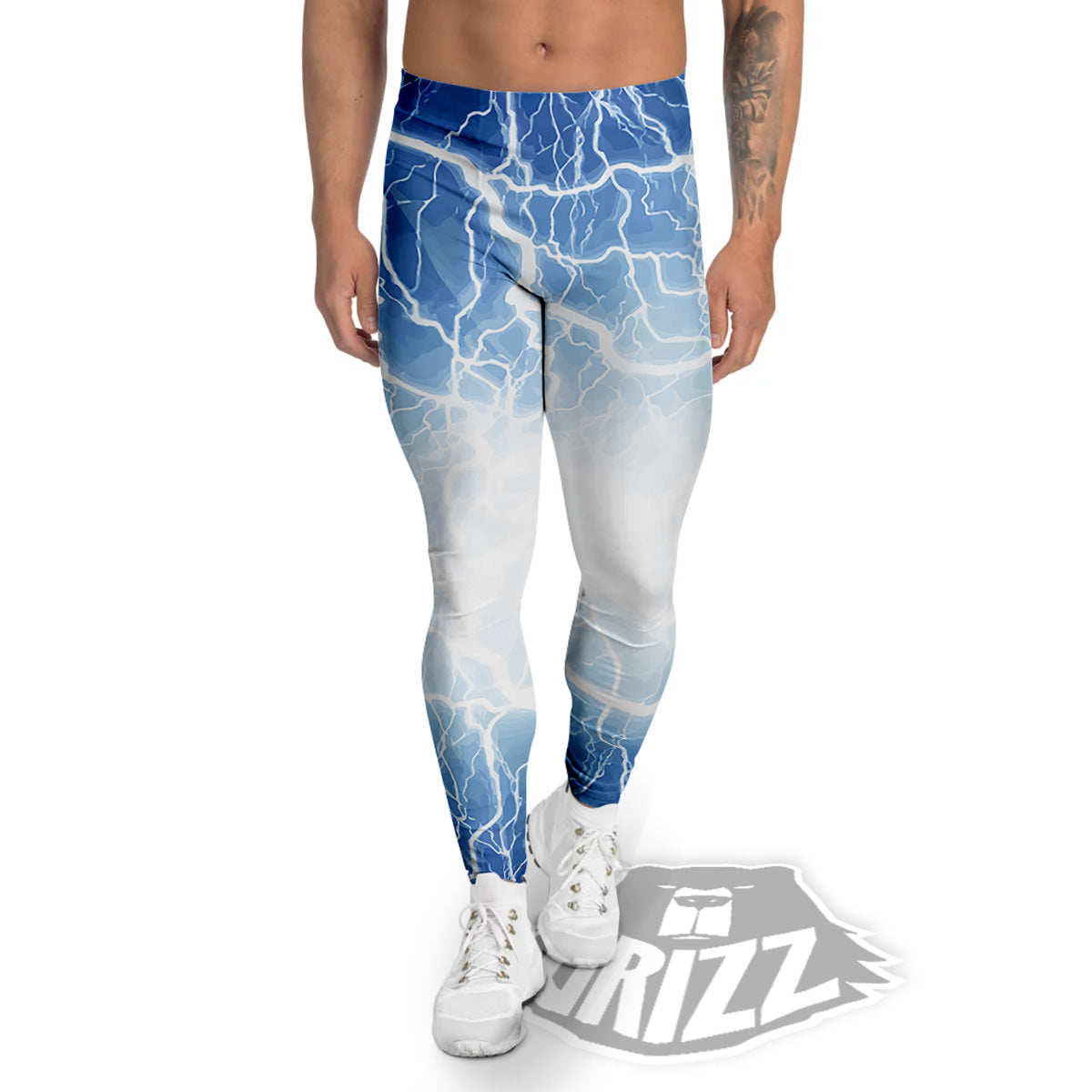 Lightning Blue Print Men's Leggings-grizzshop