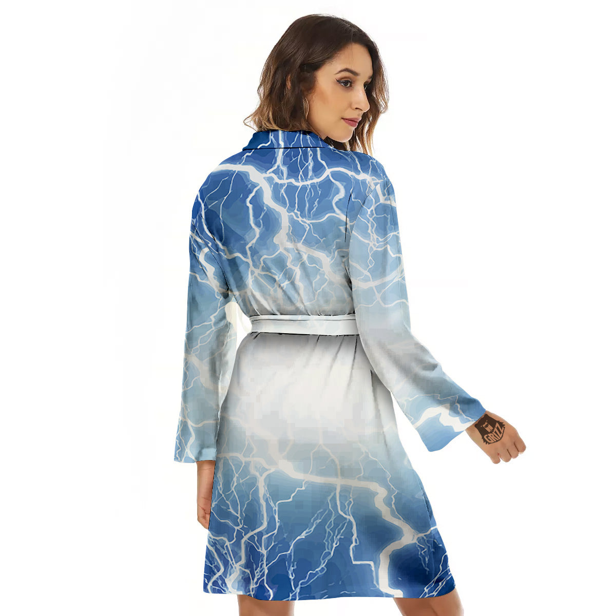 Lightning Blue Print Women's Robe-grizzshop