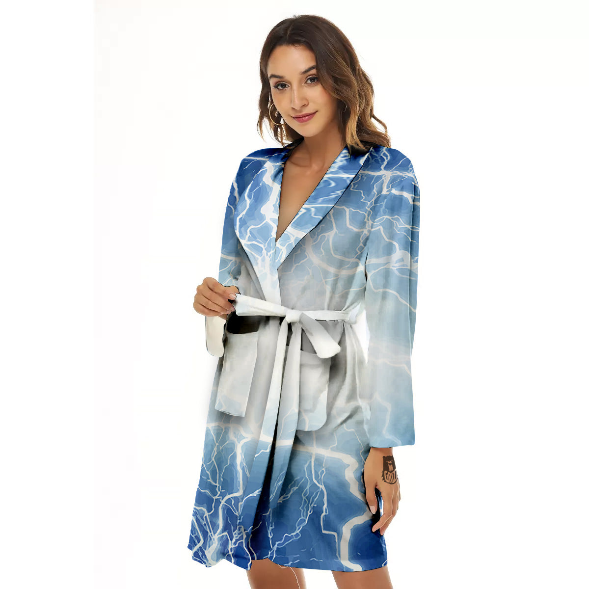 Lightning Blue Print Women's Robe-grizzshop