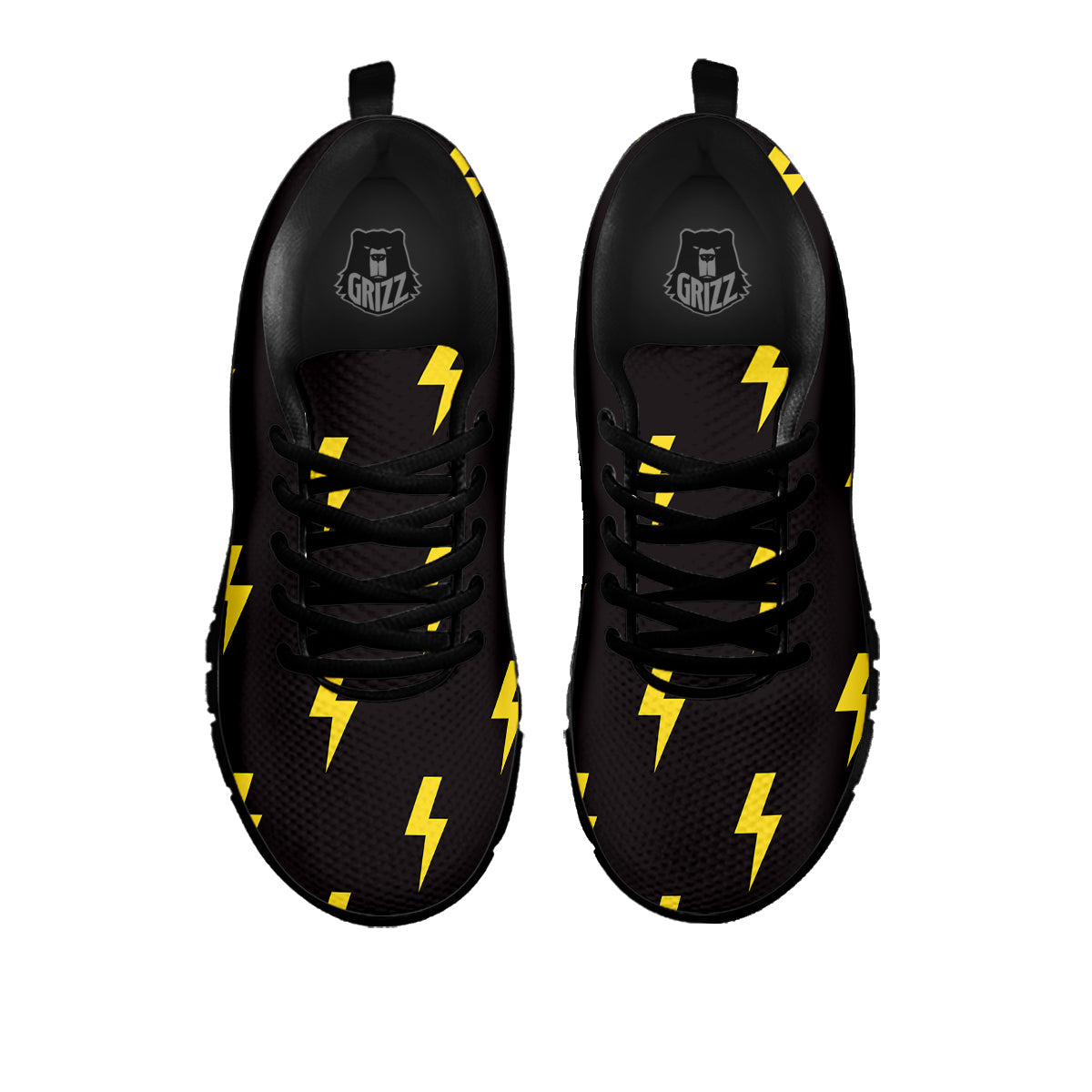 Lightning Bolts Yellow Print Pattern Black Sneaker-grizzshop