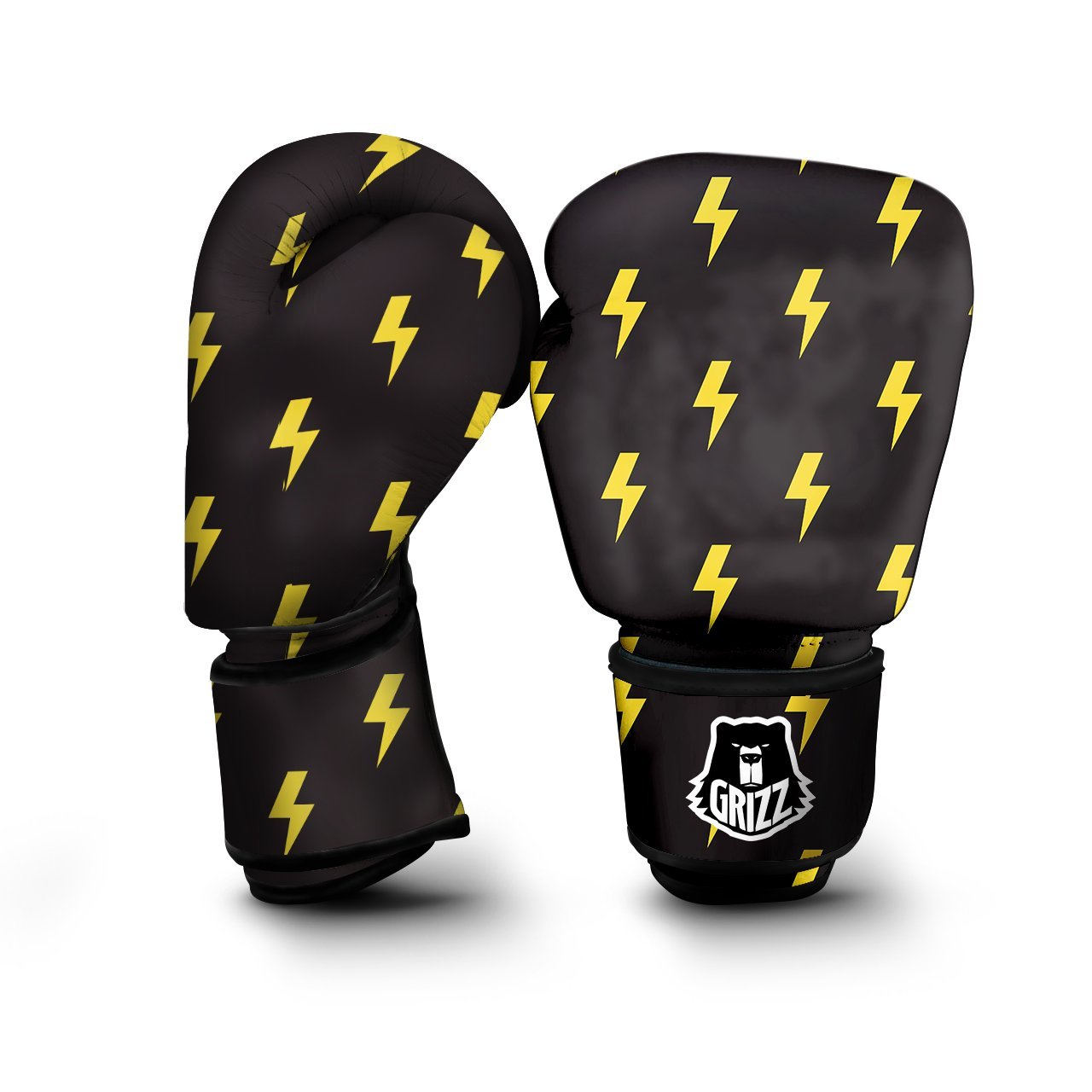 Lightning Bolts Yellow Print Pattern Boxing Gloves-grizzshop