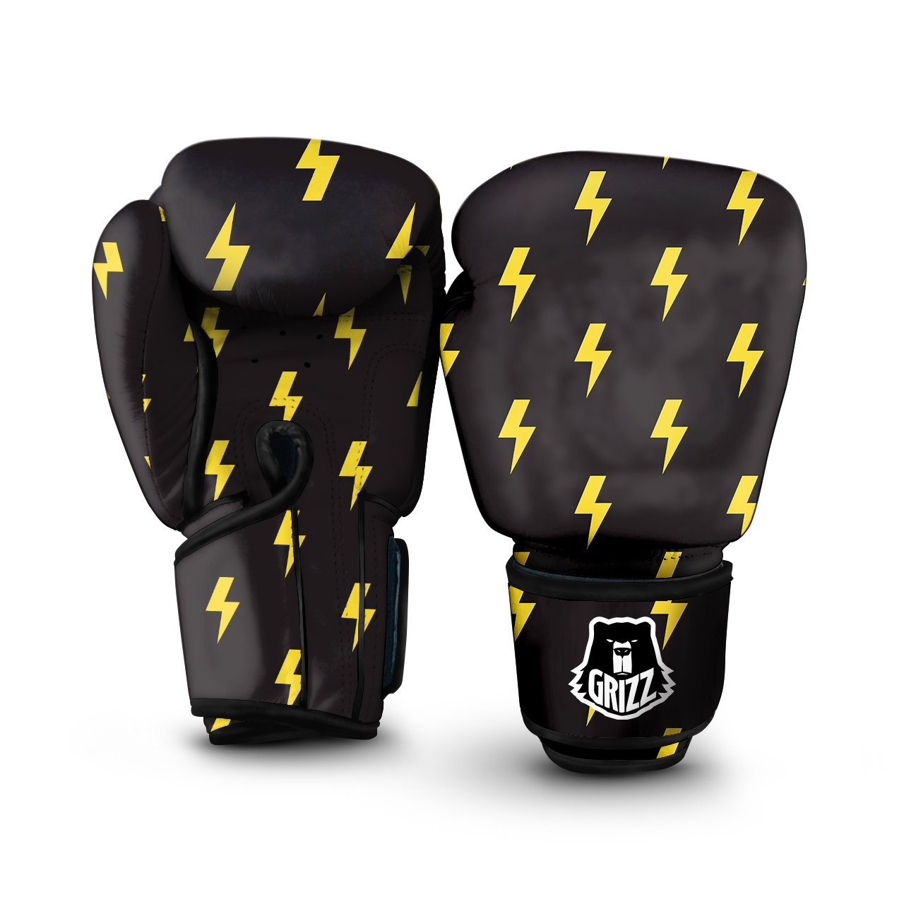 Lightning Bolts Yellow Print Pattern Boxing Gloves-grizzshop