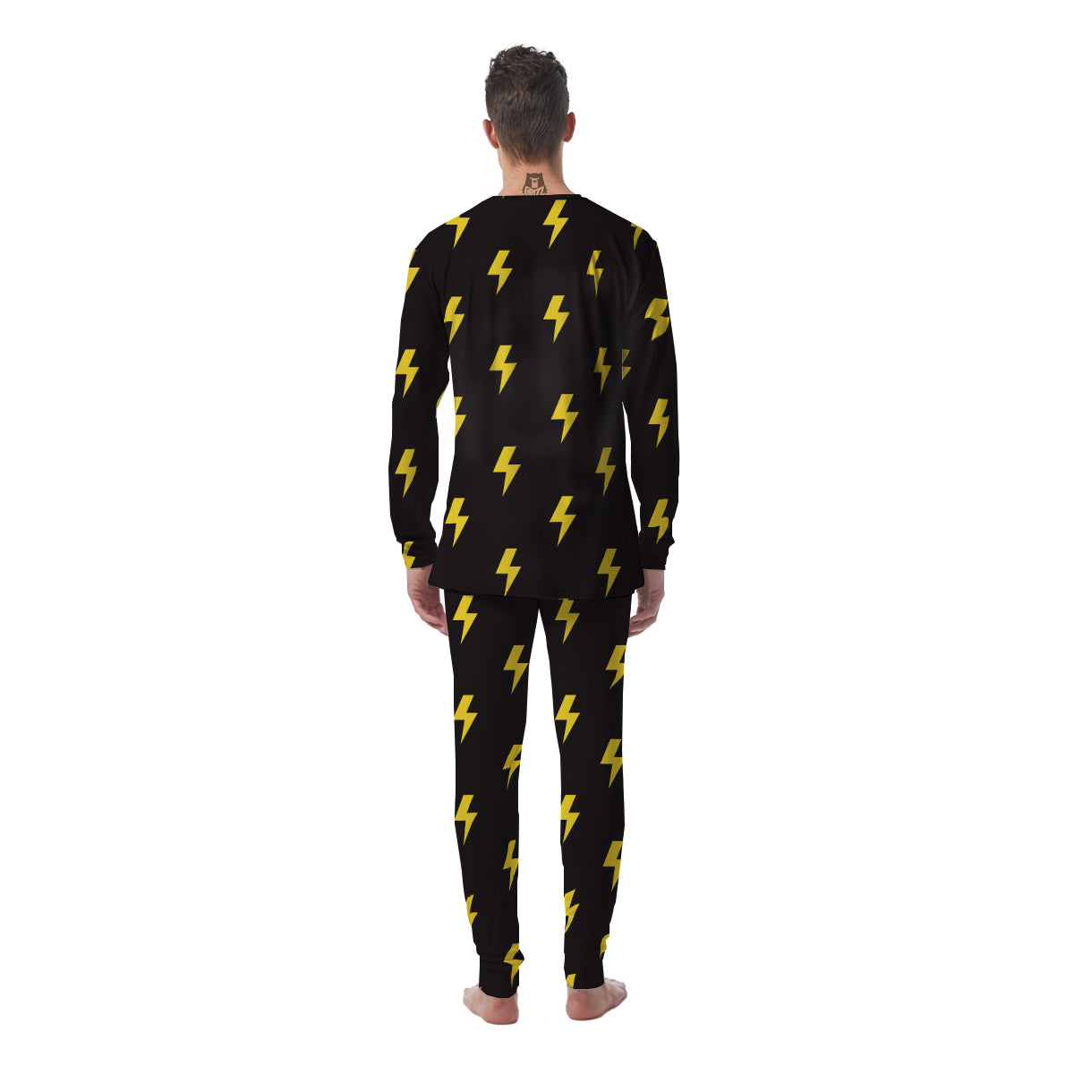 Lightning Bolts Yellow Print Pattern Men's Pajamas-grizzshop