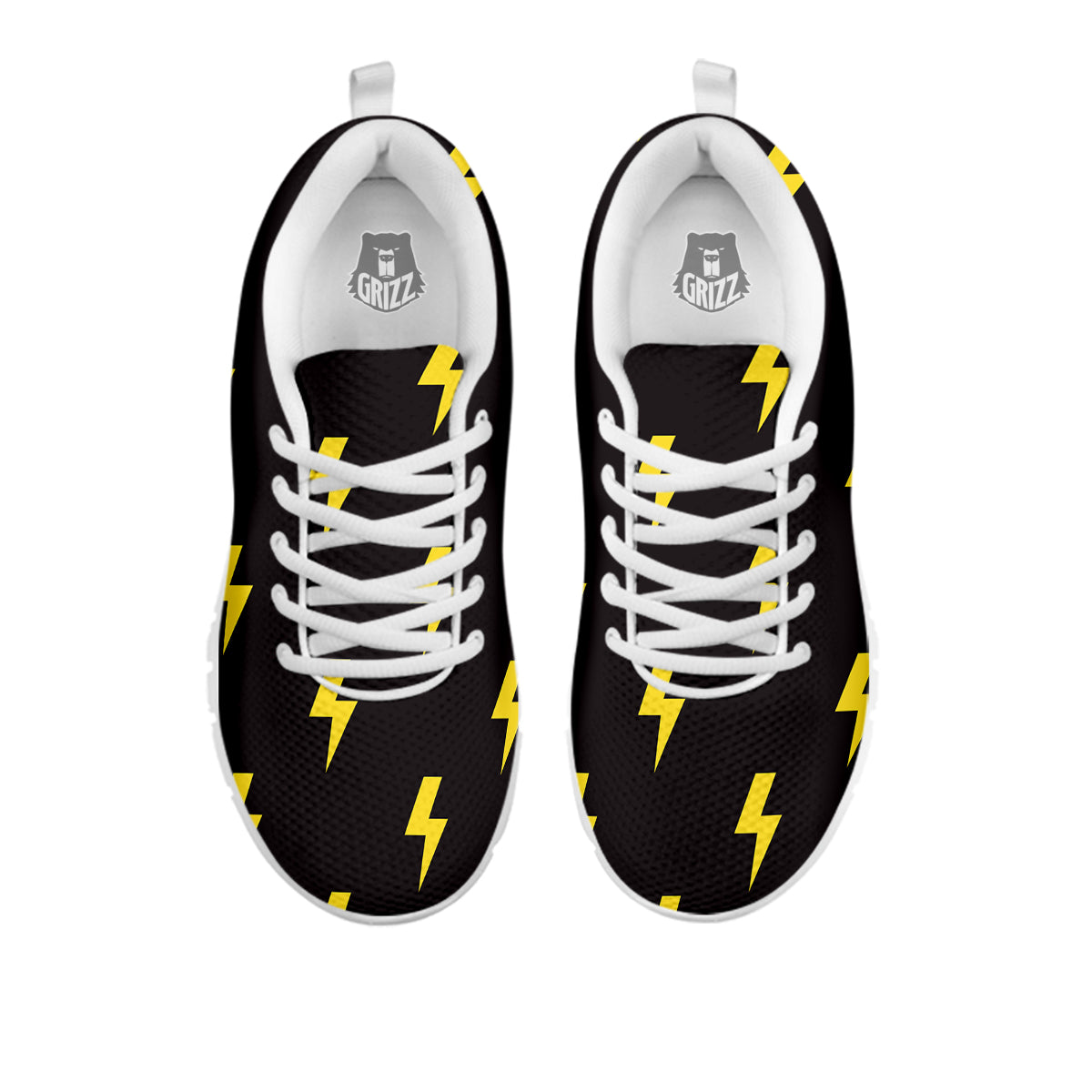 Lightning Bolts Yellow Print Pattern White Sneaker-grizzshop