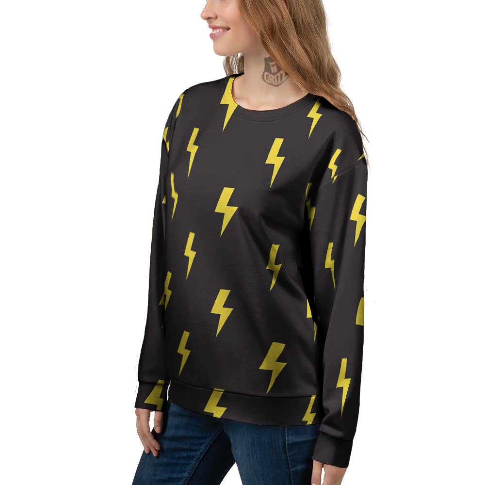 Lightning Bolts Yellow Print Pattern Women's Sweatshirt-grizzshop