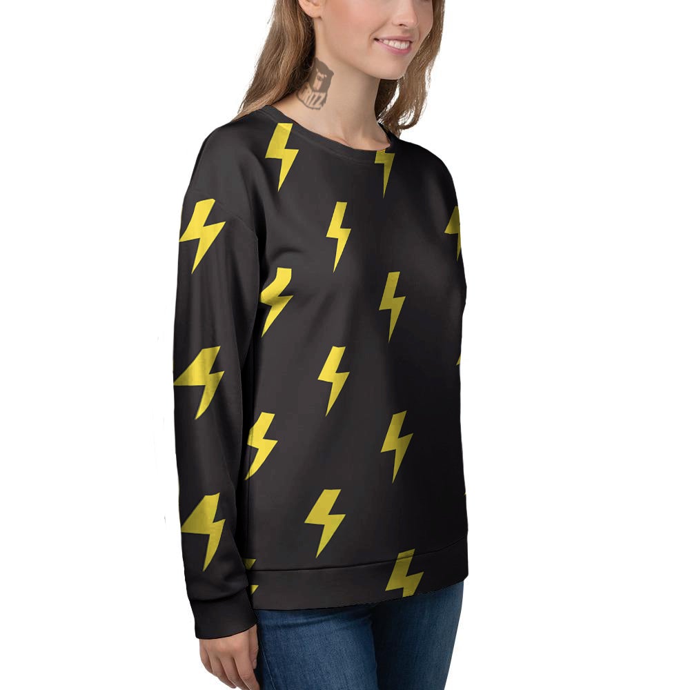 Lightning Bolts Yellow Print Pattern Women's Sweatshirt-grizzshop