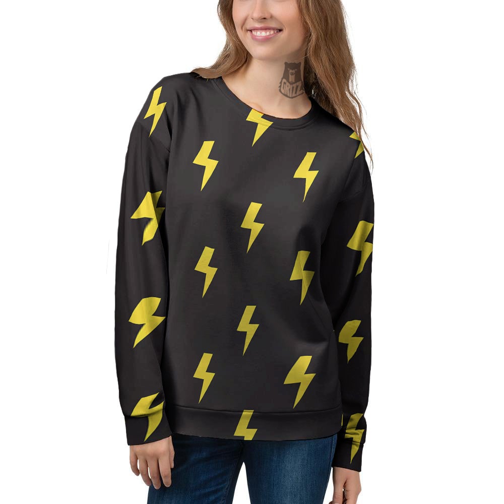 Lightning Bolts Yellow Print Pattern Women's Sweatshirt-grizzshop