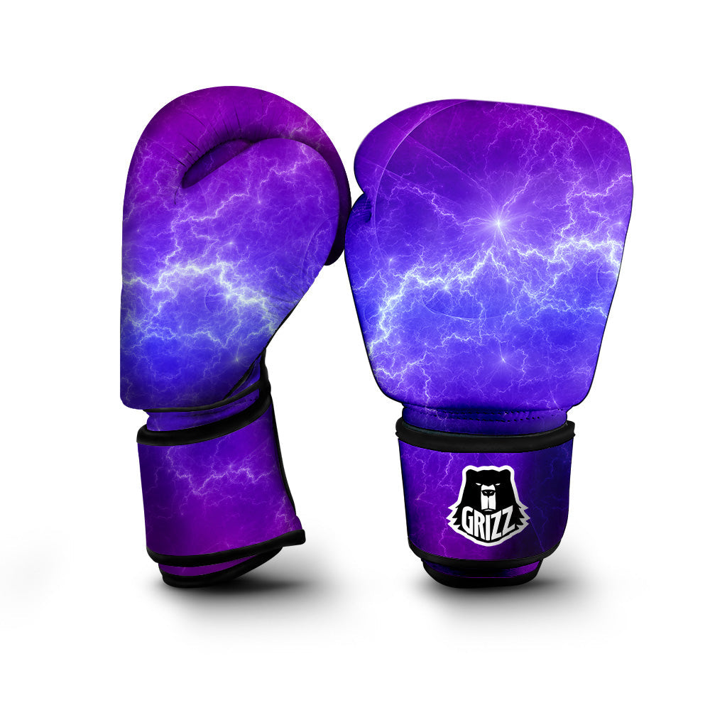 Lightning Purple And Blue Print Boxing Gloves-grizzshop