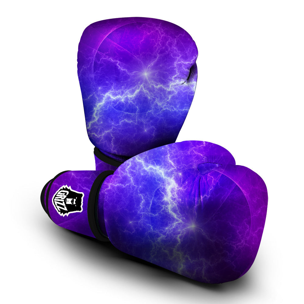 Lightning Purple And Blue Print Boxing Gloves-grizzshop