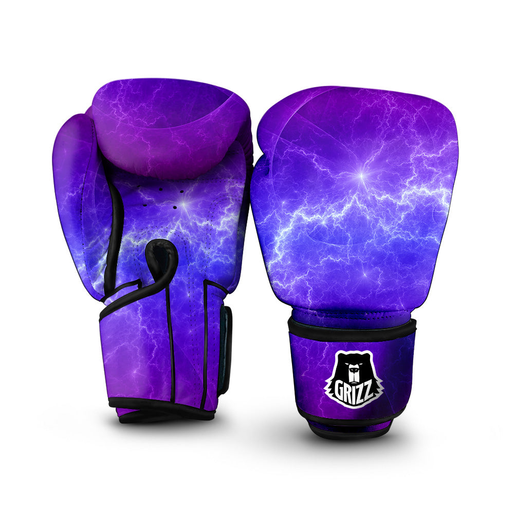 Lightning Purple And Blue Print Boxing Gloves-grizzshop