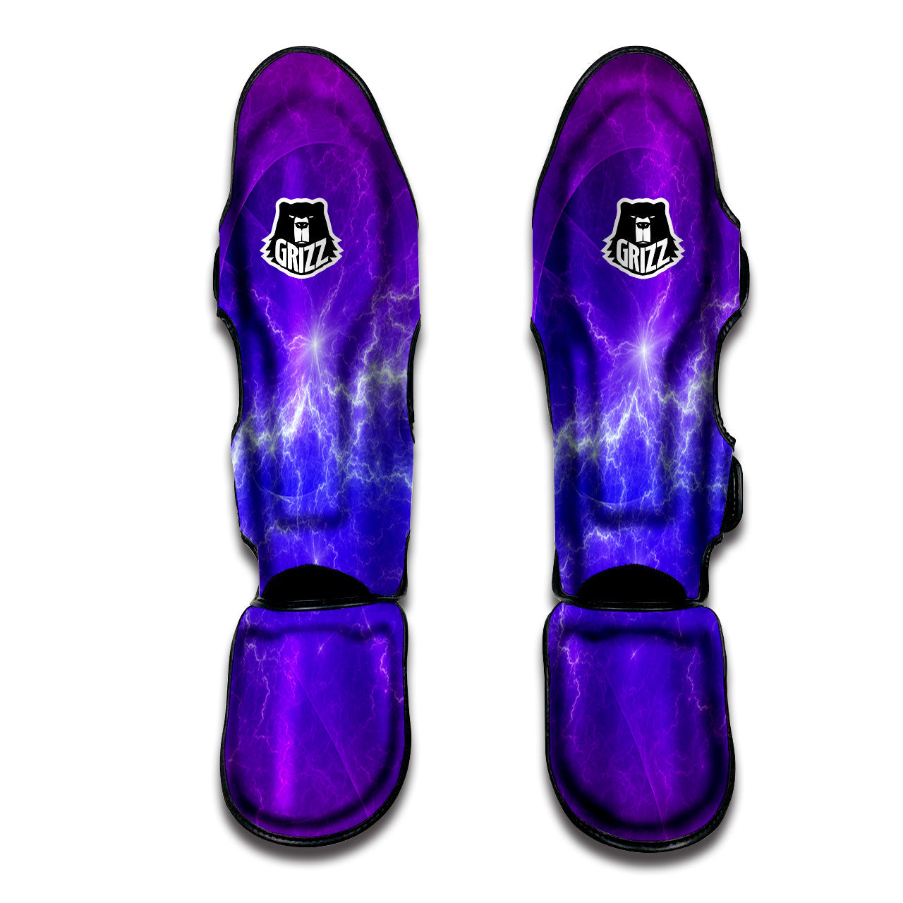 Lightning Purple And Blue Print Muay Thai Shin Guards-grizzshop