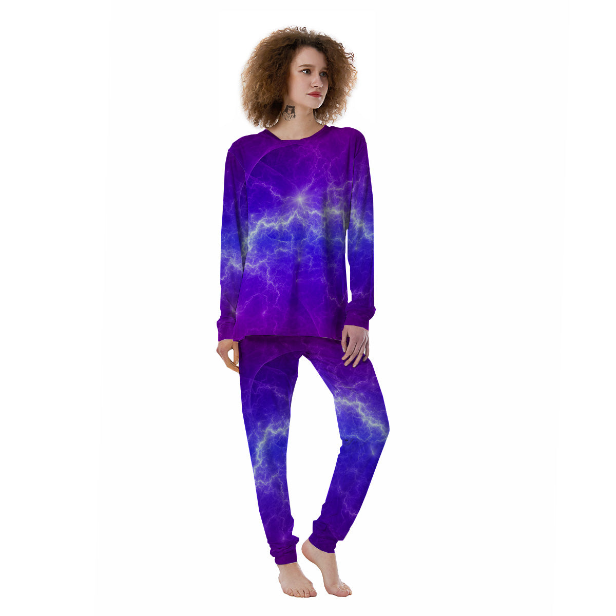 Lightning Purple And Blue Print Women's Pajamas-grizzshop