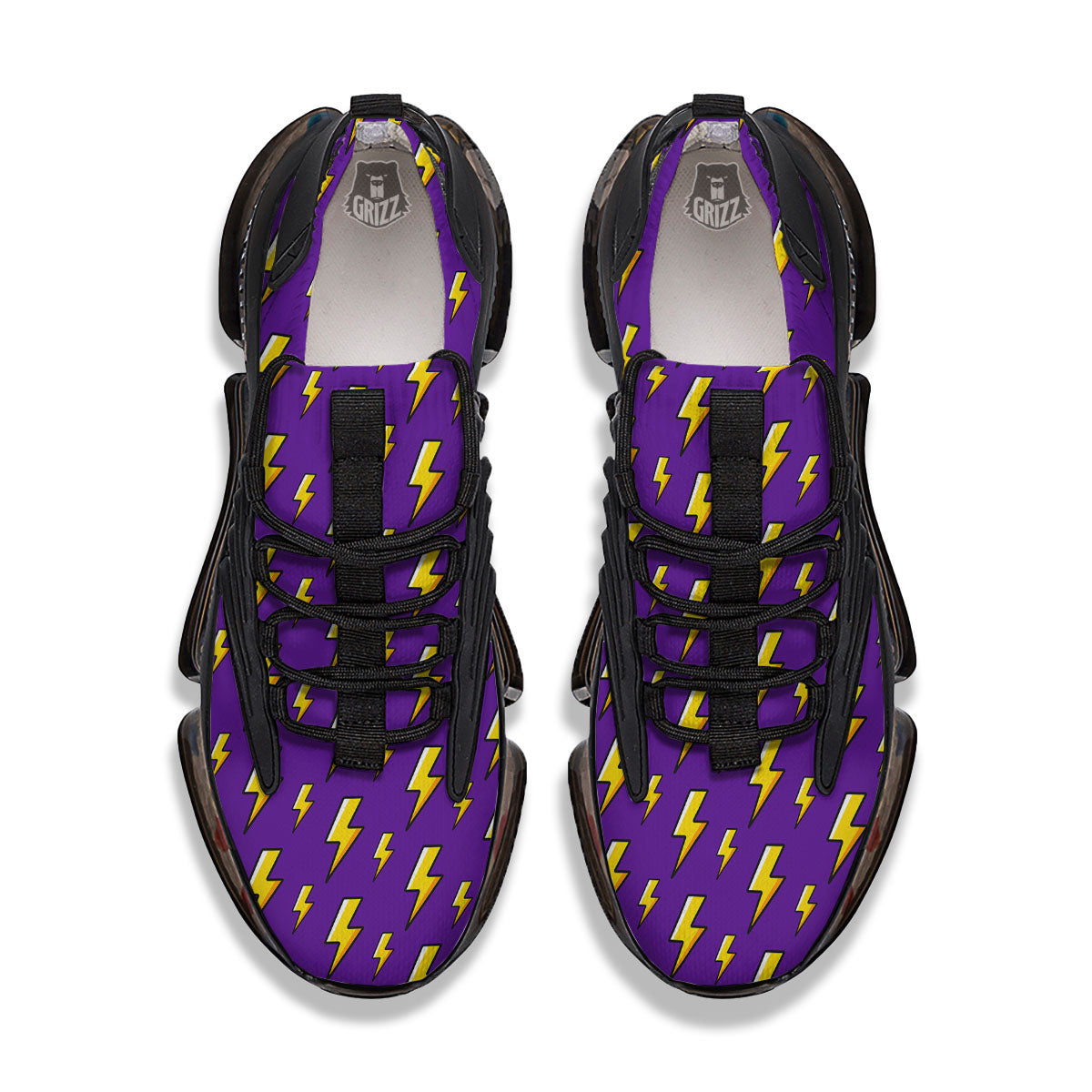 Lightning Purple Print Pattern Black Gym Shoes-grizzshop