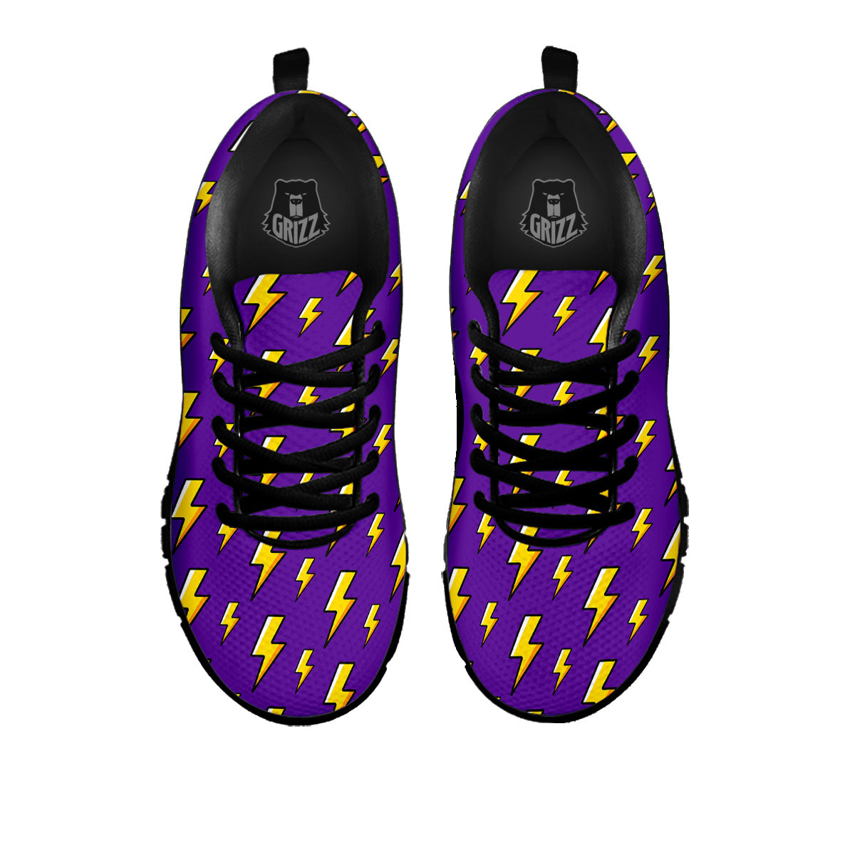 Lightning Purple Print Pattern Black Sneaker-grizzshop