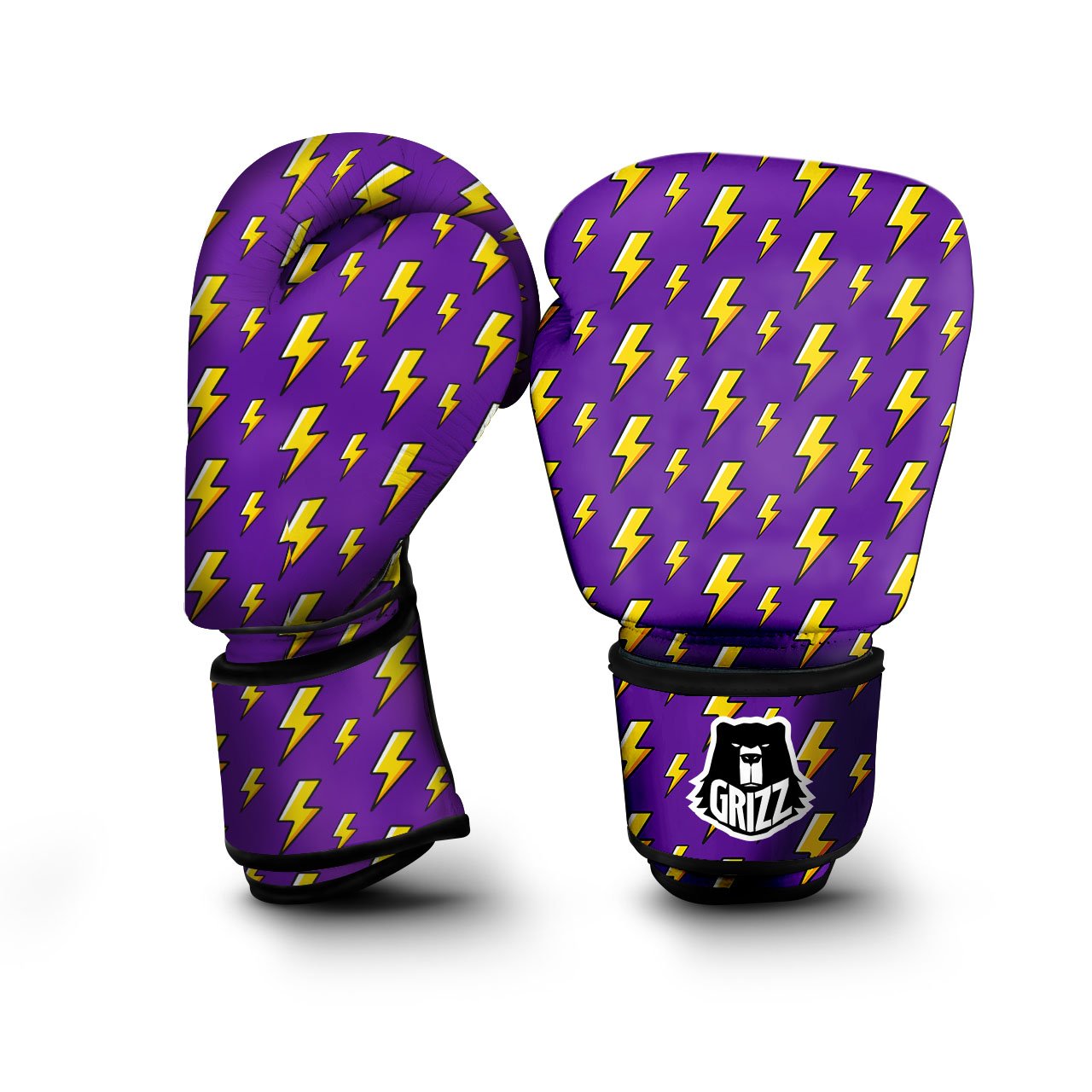 Lightning Purple Print Pattern Boxing Gloves-grizzshop