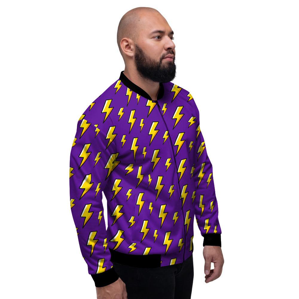 Lightning Purple Print Pattern Men's Bomber Jacket-grizzshop