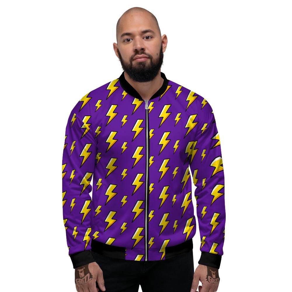 Lightning Purple Print Pattern Men's Bomber Jacket-grizzshop