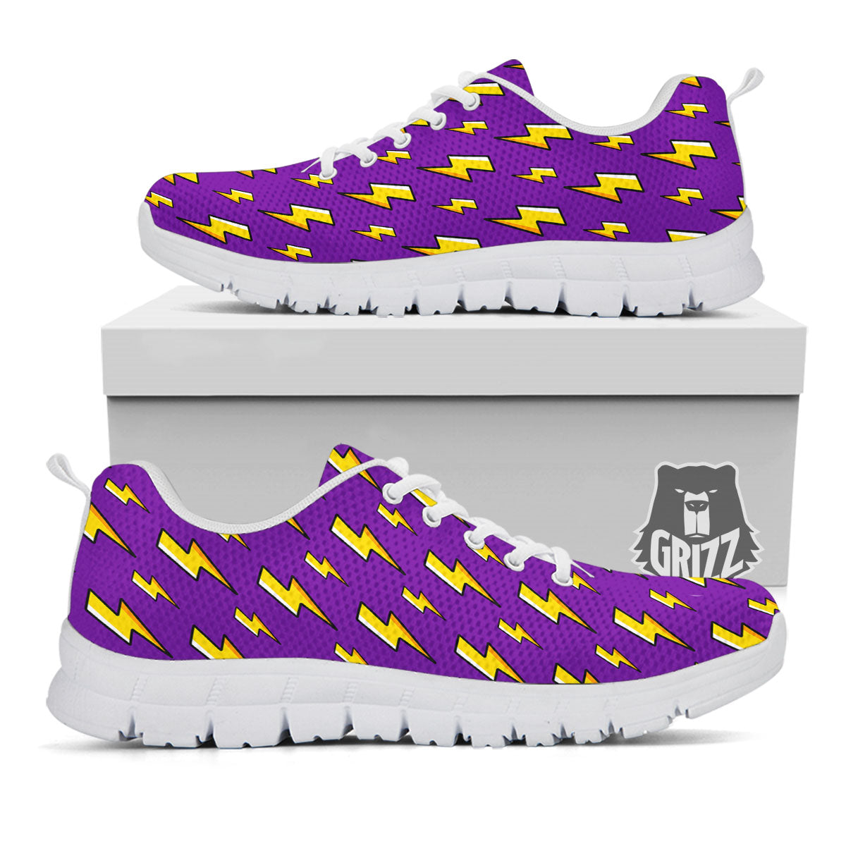 Lightning Purple Print Pattern White Sneaker-grizzshop