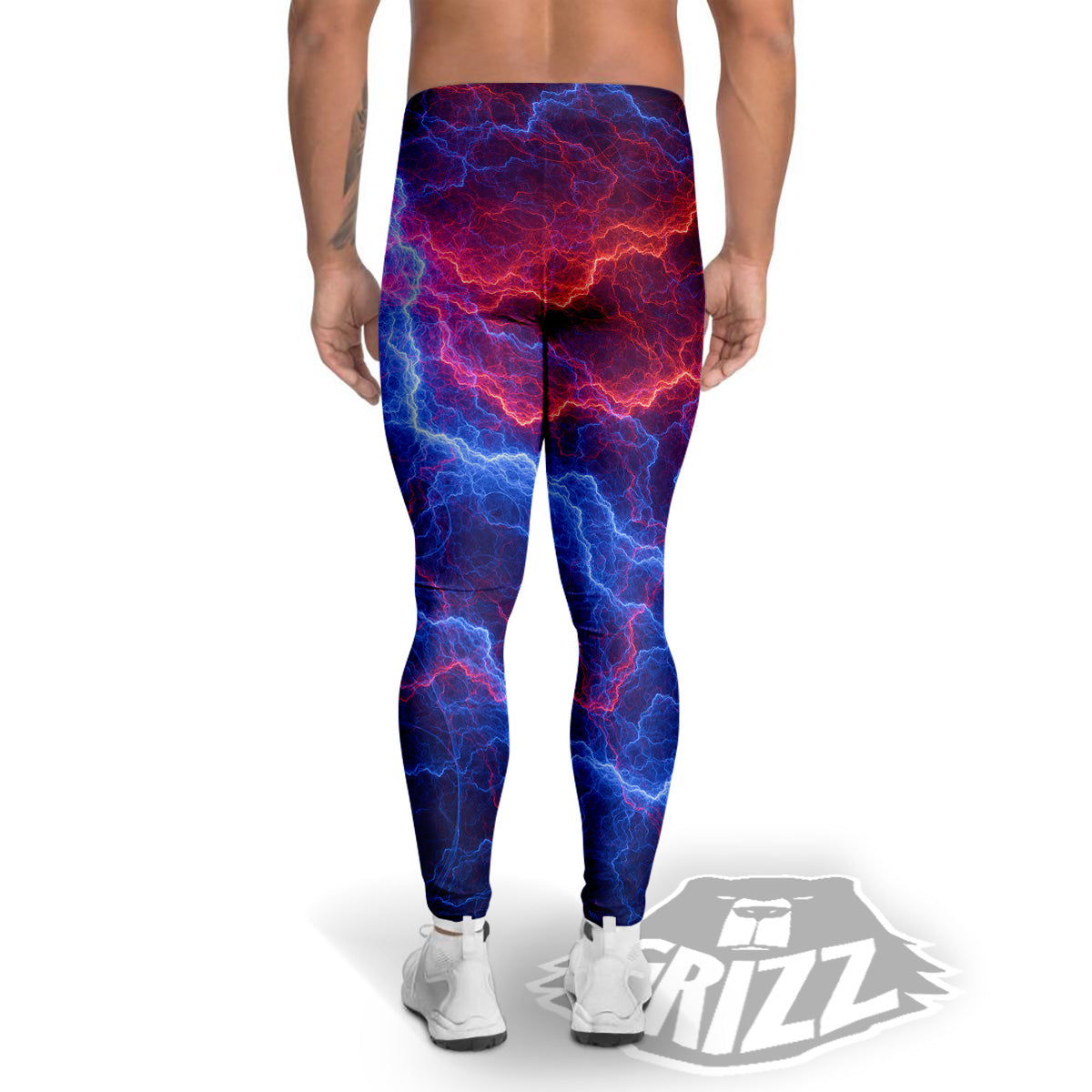 Lightning Red And Blue Print Men's Leggings-grizzshop