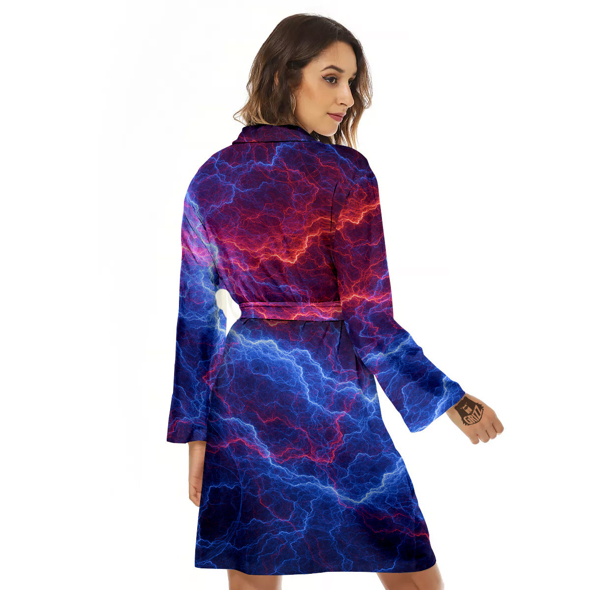 Lightning Red And Blue Print Women's Robe-grizzshop