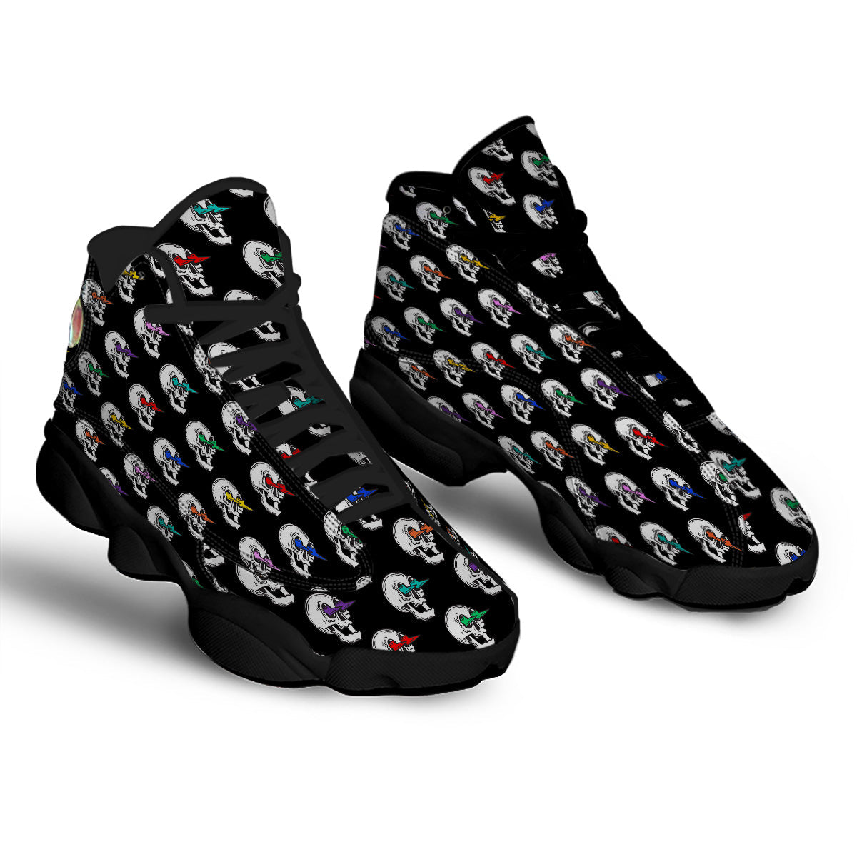 Lightning Skull Print Pattern Black Basketball Shoes-grizzshop